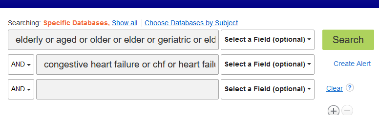 CINAHL SEARCH SCREEN