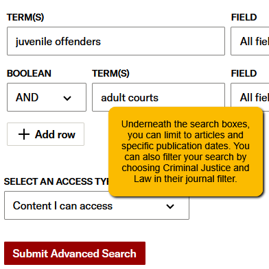 JSTOR Search for CJ and Law