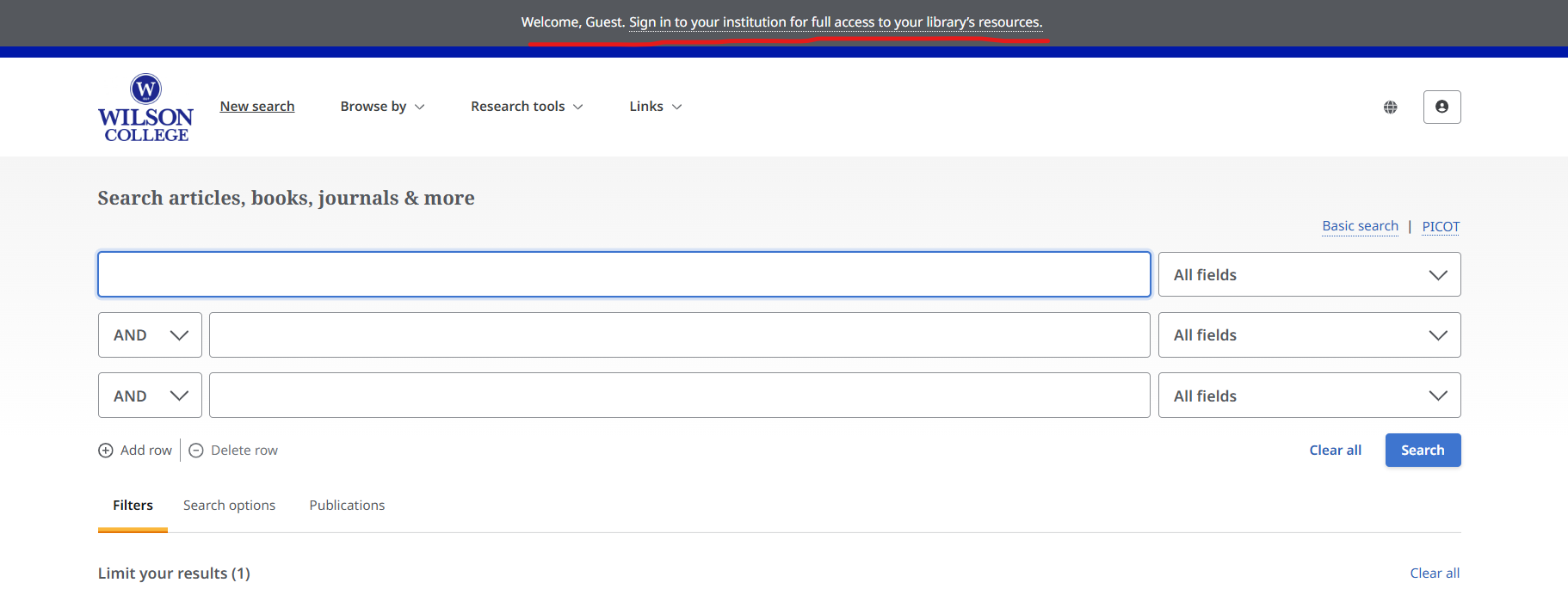 if you are not signed in, a gray bar at the top of the page will prompt you to log in