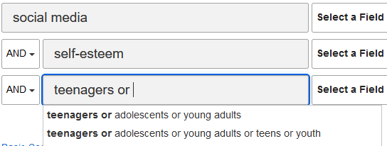 sample search for the effects of social media on the self-esteem of teenagers